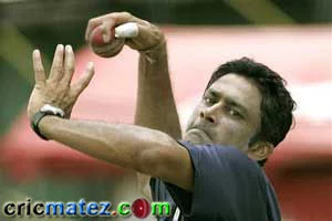 One of the greatest Leg Spinner Anil Kumble in his Delivery Stride