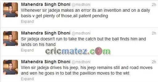 Dhoni and Raina trolls Sir Ravindra Jadeja in twitter Jadeja Trolled By Dhoni